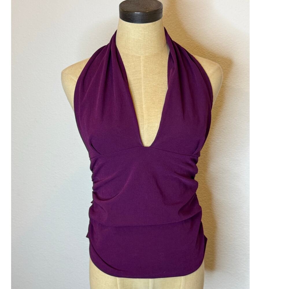 ZARA Burgundy Plum Halter Top Shirt Women L